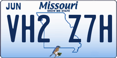 MO license plate VH2Z7H