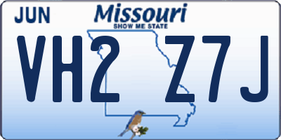 MO license plate VH2Z7J