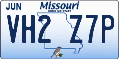 MO license plate VH2Z7P