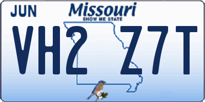 MO license plate VH2Z7T