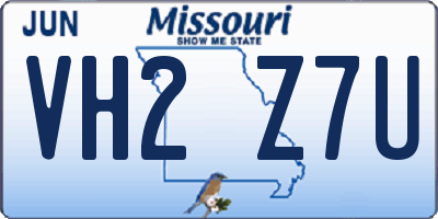 MO license plate VH2Z7U