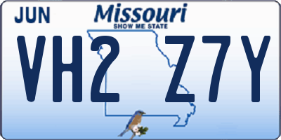 MO license plate VH2Z7Y