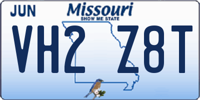 MO license plate VH2Z8T