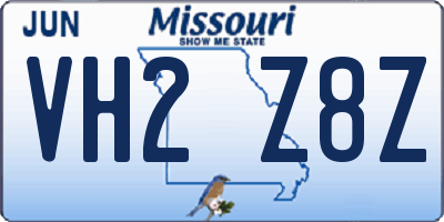 MO license plate VH2Z8Z