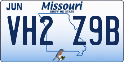 MO license plate VH2Z9B