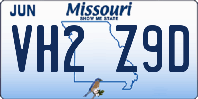 MO license plate VH2Z9D