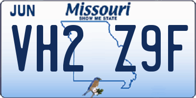 MO license plate VH2Z9F