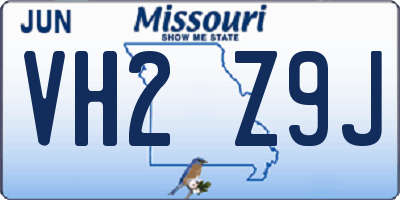 MO license plate VH2Z9J