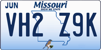 MO license plate VH2Z9K