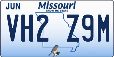 MO license plate VH2Z9M