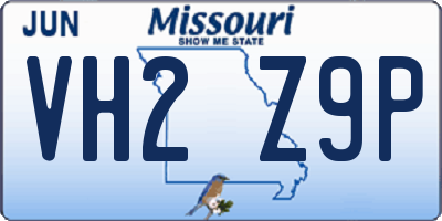 MO license plate VH2Z9P