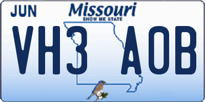 MO license plate VH3A0B