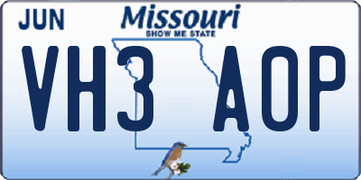 MO license plate VH3A0P