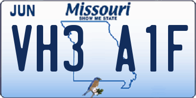 MO license plate VH3A1F