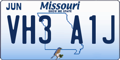 MO license plate VH3A1J