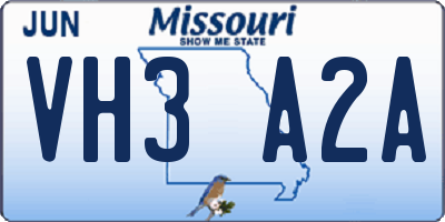 MO license plate VH3A2A