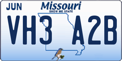 MO license plate VH3A2B
