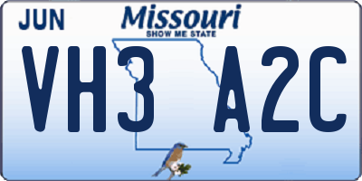 MO license plate VH3A2C