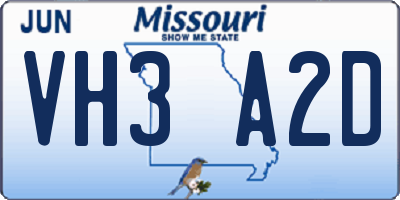 MO license plate VH3A2D