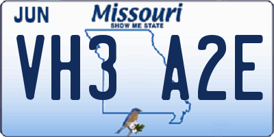 MO license plate VH3A2E