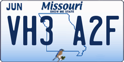 MO license plate VH3A2F
