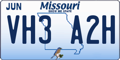 MO license plate VH3A2H