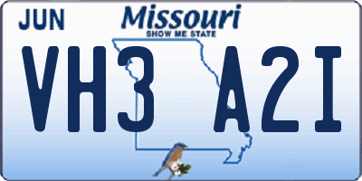 MO license plate VH3A2I