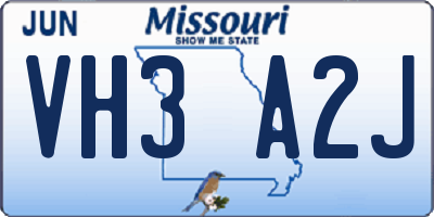 MO license plate VH3A2J