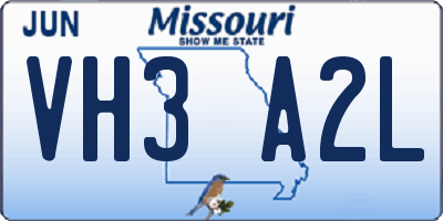 MO license plate VH3A2L