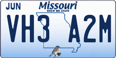 MO license plate VH3A2M