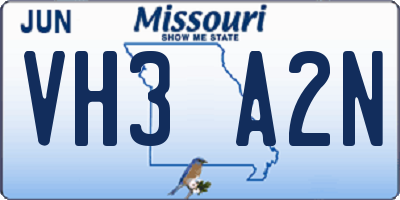MO license plate VH3A2N