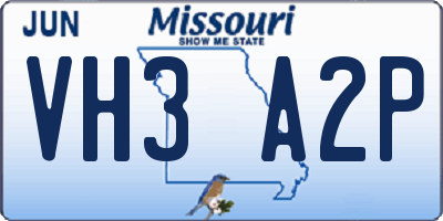MO license plate VH3A2P