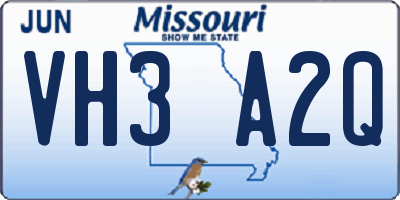 MO license plate VH3A2Q