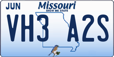 MO license plate VH3A2S