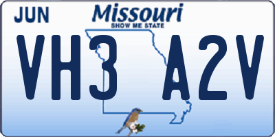 MO license plate VH3A2V