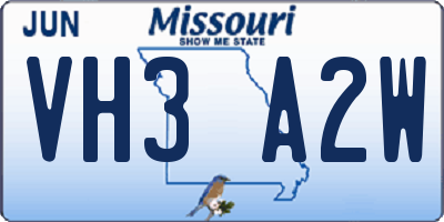 MO license plate VH3A2W