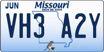 MO license plate VH3A2Y