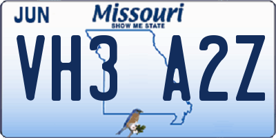 MO license plate VH3A2Z