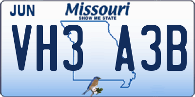 MO license plate VH3A3B