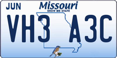 MO license plate VH3A3C