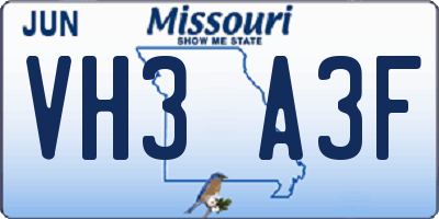MO license plate VH3A3F