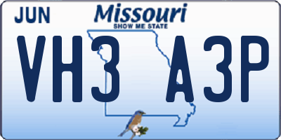 MO license plate VH3A3P
