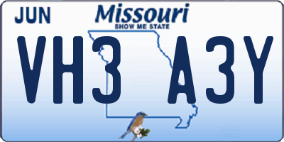 MO license plate VH3A3Y