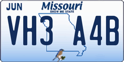 MO license plate VH3A4B