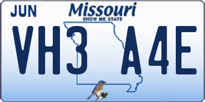 MO license plate VH3A4E