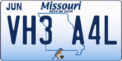 MO license plate VH3A4L