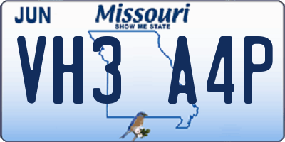 MO license plate VH3A4P