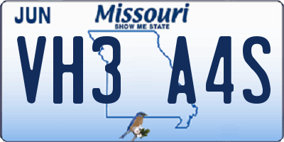 MO license plate VH3A4S