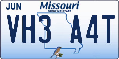 MO license plate VH3A4T