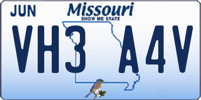 MO license plate VH3A4V